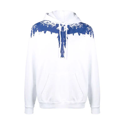 Marcelo Burlon FW21 White Sweatshirt with Blue Wings Print Long Sleeve CMBA009F21FLE0040145