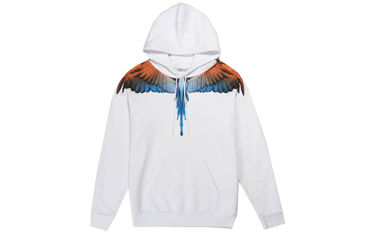 Marcelo Burlon FW21 Wings Print Crewneck Pullover Sweatshirt White Mens CMBA009F21FLE0020156