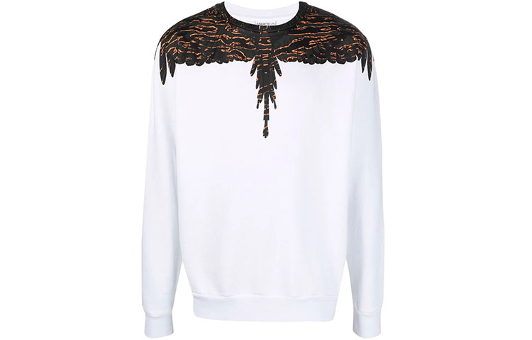 Marcelo Burlon FW22 Beige Wing Print Hoodie Mens Casual Pullover Sweatshirt CMBB007F22FLE0030440