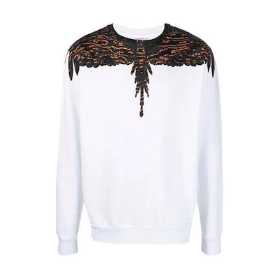 Marcelo Burlon FW22 Beige Wing Print Hoodie Mens Casual Pullover Sweatshirt CMBB007F22FLE0030440
