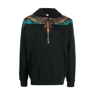Marcelo Burlon FW22 Black Wing Print Pullover Hoodie CMBB007F22FLE0011020