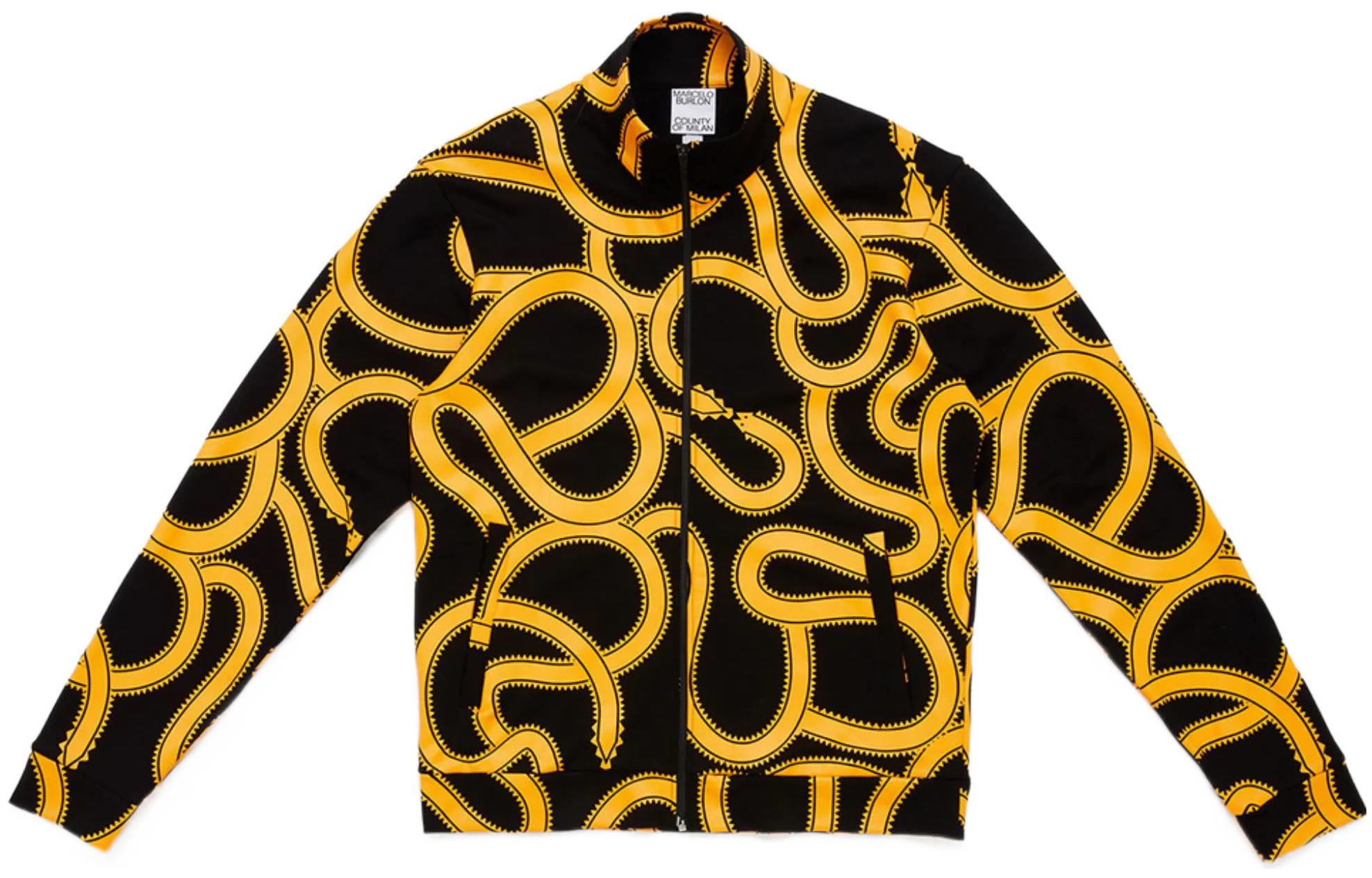Marcelo Burlon FW22 All-Over Snake Print Long Sleeve Jacket Yellow Unisex. CMBD007F22JER0011016