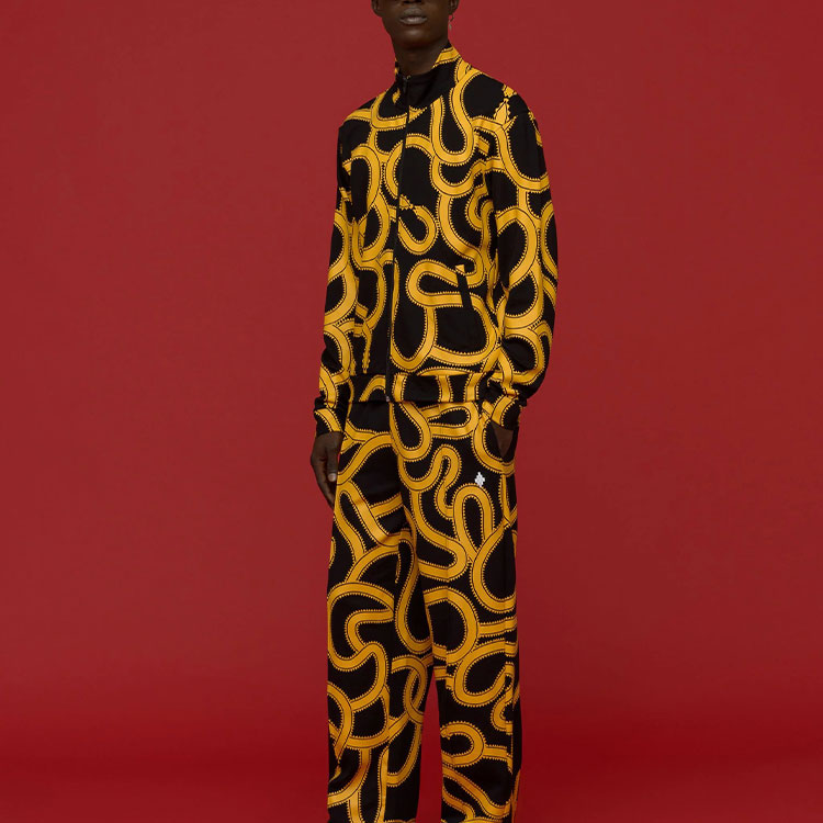 Lookbook マルセロバーロン FW22 スネークプリント 長袖ジャケット イエロー ユニセックス. CMBD007F22JER0011016