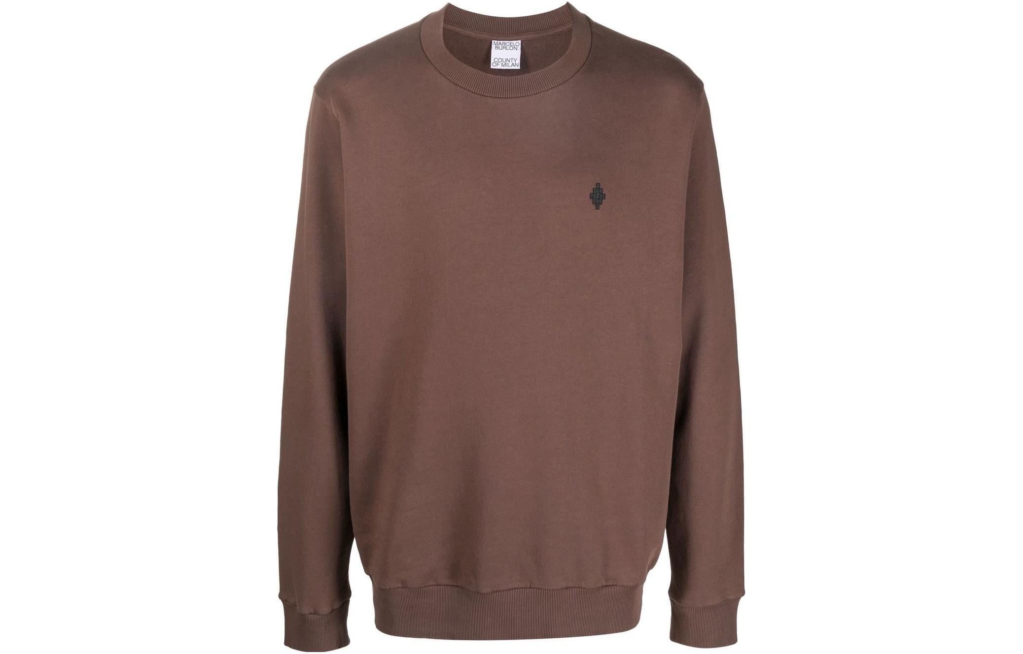 Marcelo Burlon FW22 Brown Hoodie with Back Graphic Print for Men CMBB040F22FLE0016010