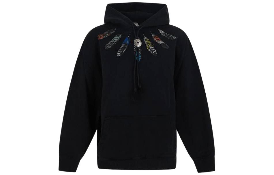 Marcelo Burlon FW22 Feather Print Drawstring Hoodie Beige Fall Sweatshirt CMBB106F22FLE0050406