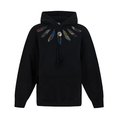 Marcelo Burlon FW22 Feather Print Drawstring Hoodie Beige Fall Sweatshirt CMBB106F22FLE0050406