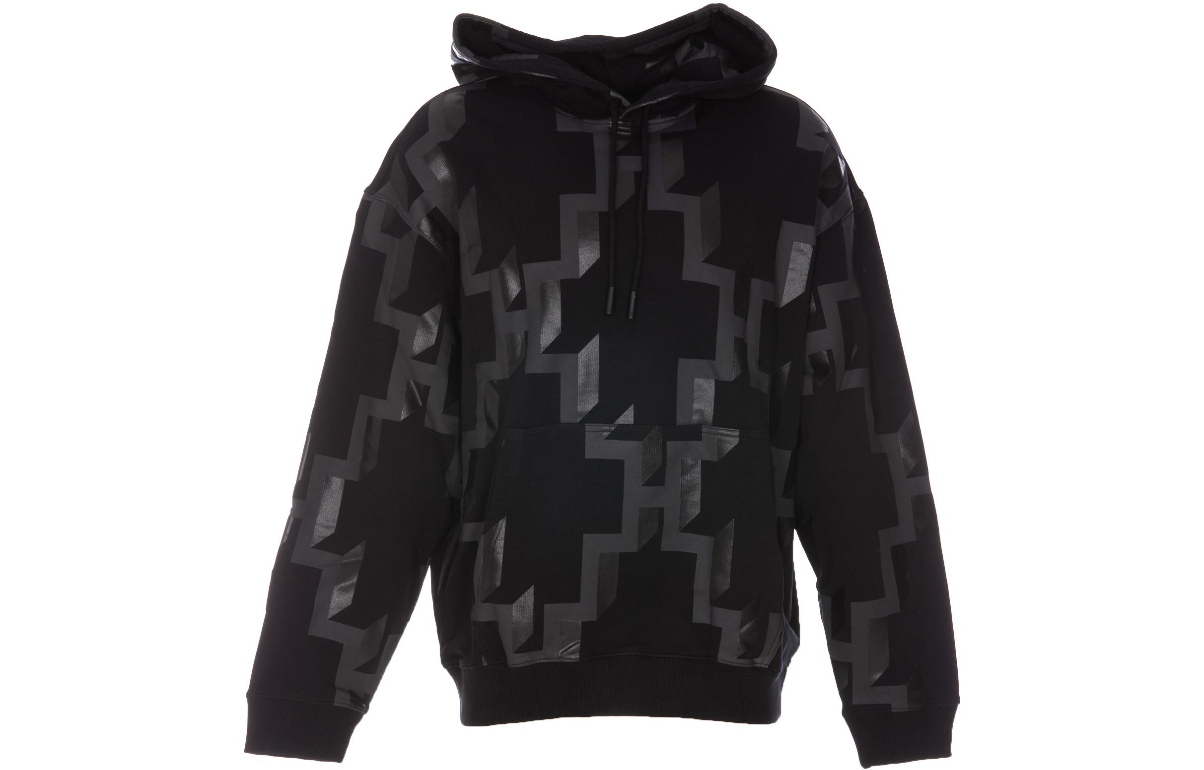 Marcelo Burlon FW22 Graphic Print Double-Sided Pullover Sweatshirt Black Mens CMBA097F22FLE0011004