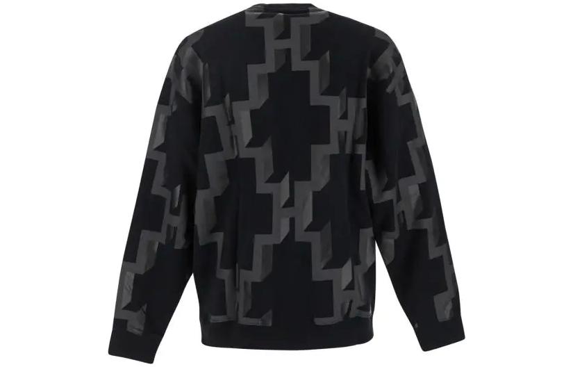 Lookbook Marcelo Burlon FW22 Geometric Print Crewneck Sweatshirt Pria Hitam Loose Fit CMBA097F22FLE0021007