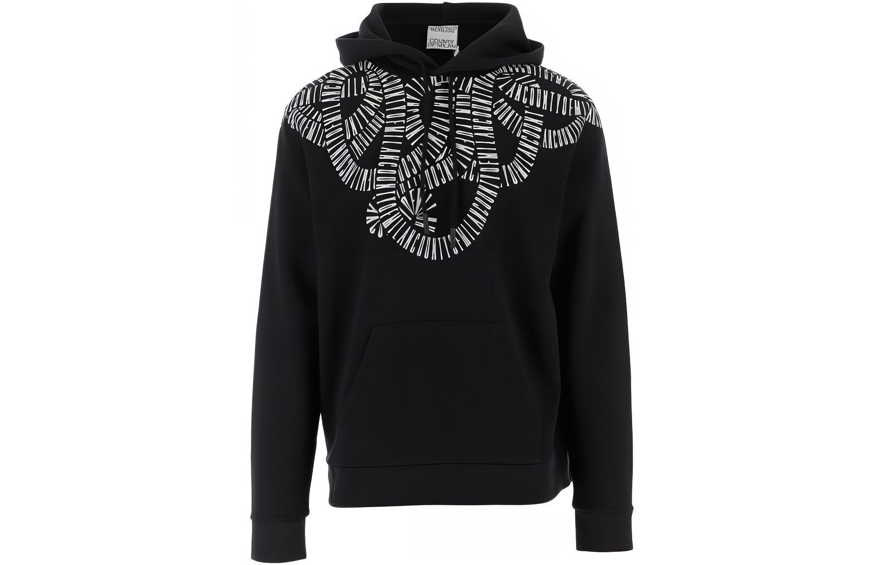 Marcelo Burlon FW22 Solid Color Black Hoodie Casual Long Sleeve CMBB106F22FLE00610201020