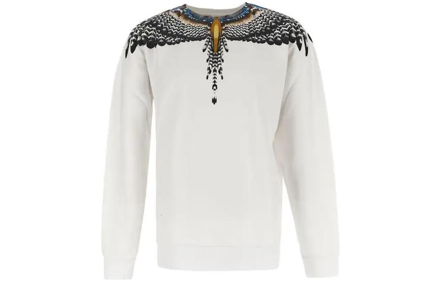 Marcelo Burlon FW22 Wing Print Crewneck Pullover Sweatshirt Black Mens CMBA009F22FLE0011020