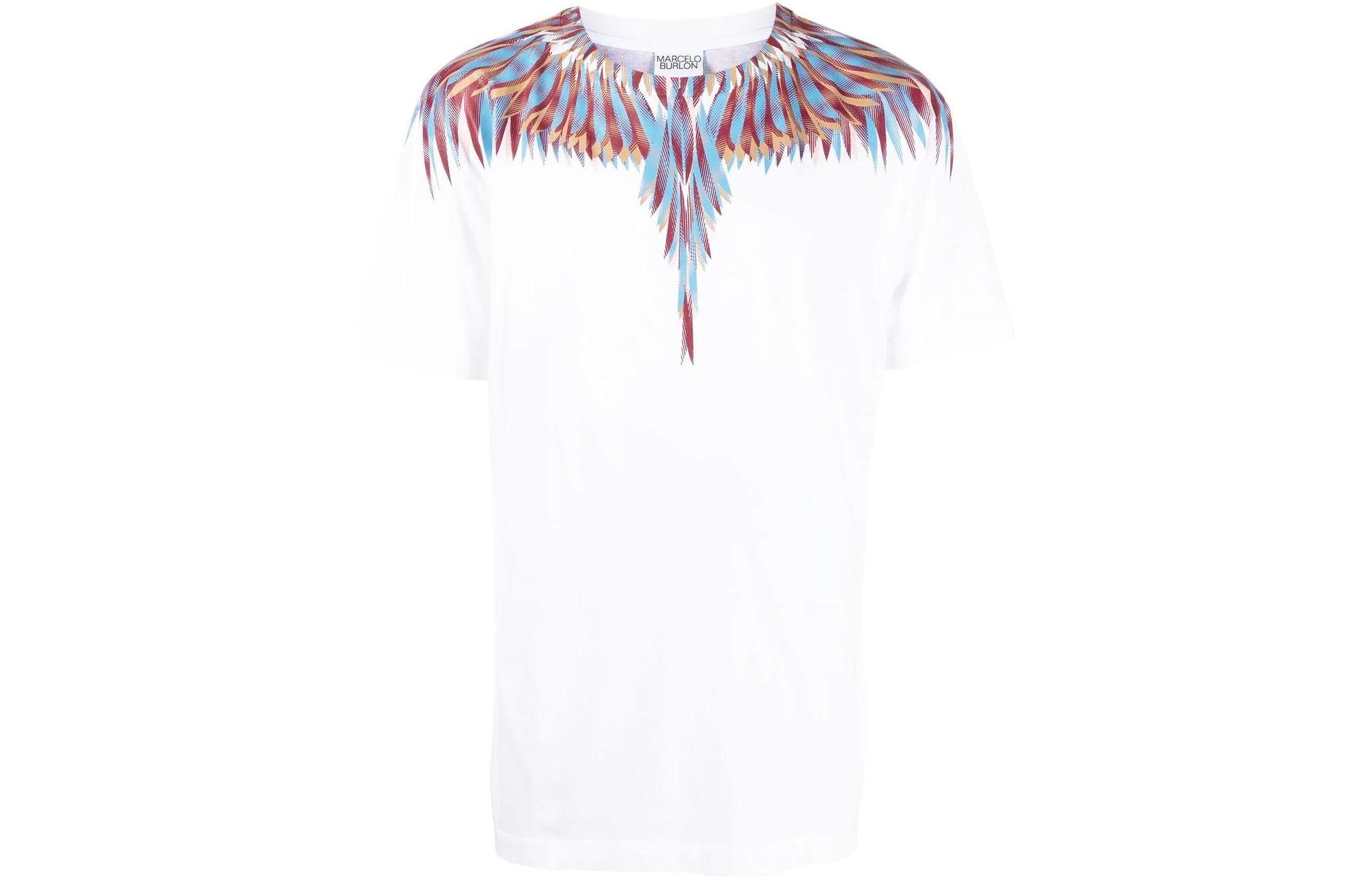 Marcelo Burlon FW22 Wing Print Crewneck Short Sleeve T-Shirt White CMAA018F22JER0030140