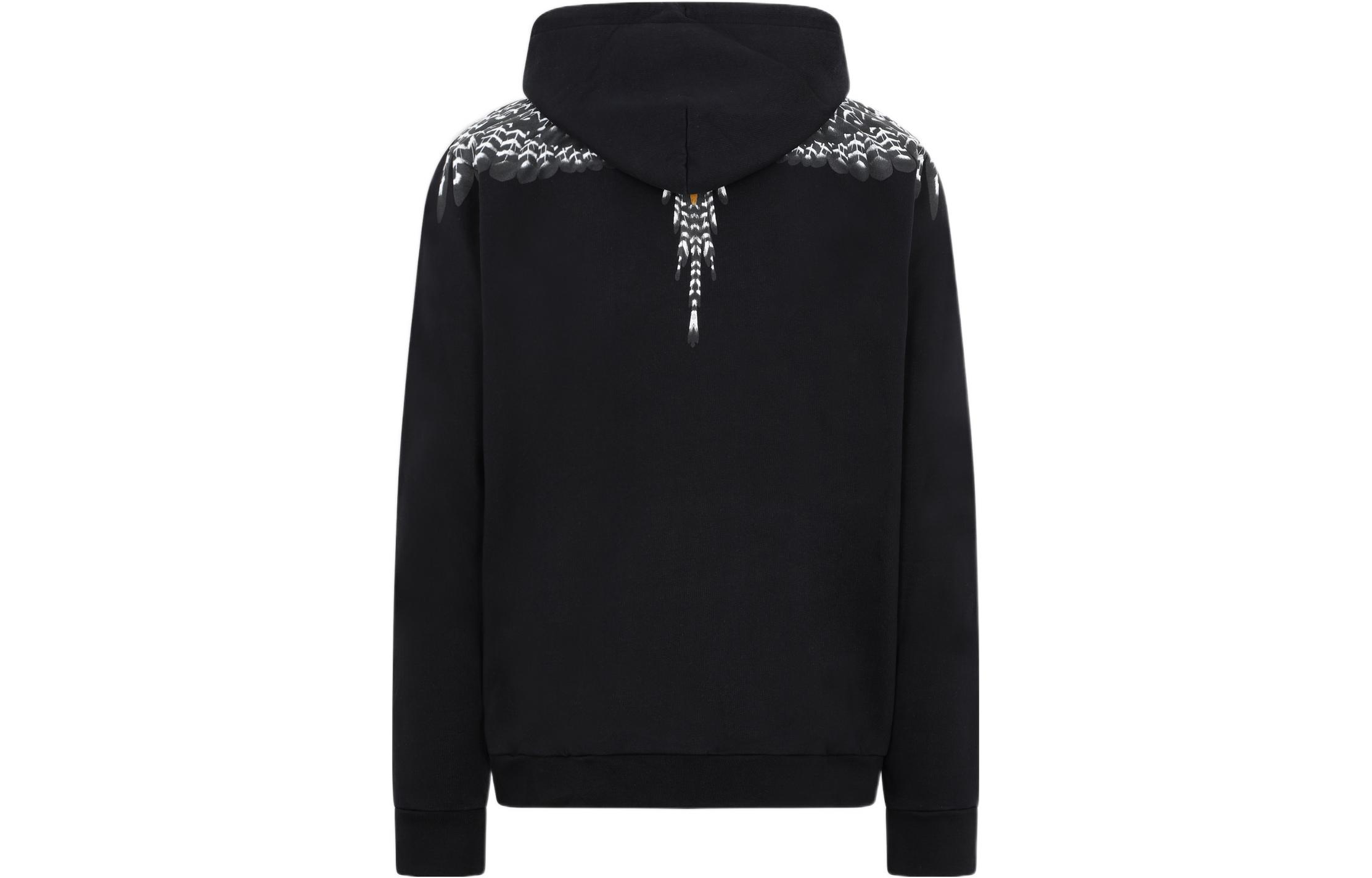 Lookbook Marcelo Burlon FW22 黑色翅膀印花連帽長袖上衣 CMBB007F22FLE0021007
