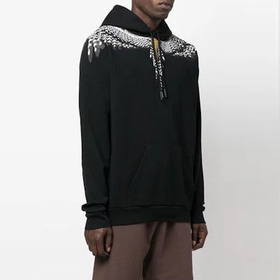 Marcelo Burlon FW22 黑色翅膀印花連帽長袖上衣 CMBB007F22FLE0021007 Shop Marcelo Burlon FW22 黑色翅膀印花連帽長袖上衣 CMBB007F22FLE0021007