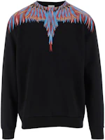 Marcelo Burlon FW22 Wings Print Crewneck Long Sleeve Sweatshirt Black Mens CMBA009F22FLE0031040 Marcelo Burlon FW22 Wings Print Crewneck Long Sleeve Sweatshirt Black Mens CMBA009F22FLE0031040
