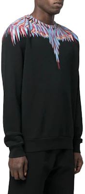 Marcelo Burlon FW22 Wings Print Crewneck Lengan Panjang Sweater Hitam Pria CMBA009F22FLE0031040 Purchase Marcelo Burlon FW22 Wings Print Crewneck Lengan Panjang Sweater Hitam Pria CMBA009F22FLE0031040