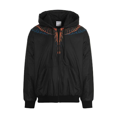 Marcelo Burlon FW22 Wings Print Zip-Up Hoodie Jacket Black (). CMEA180F22FAB0011020