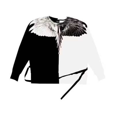 Marcelo Burlon FW23 Beige Patchwork Knit Sleeve Hooded Jacket Men CMJA001F23LEA0016F28