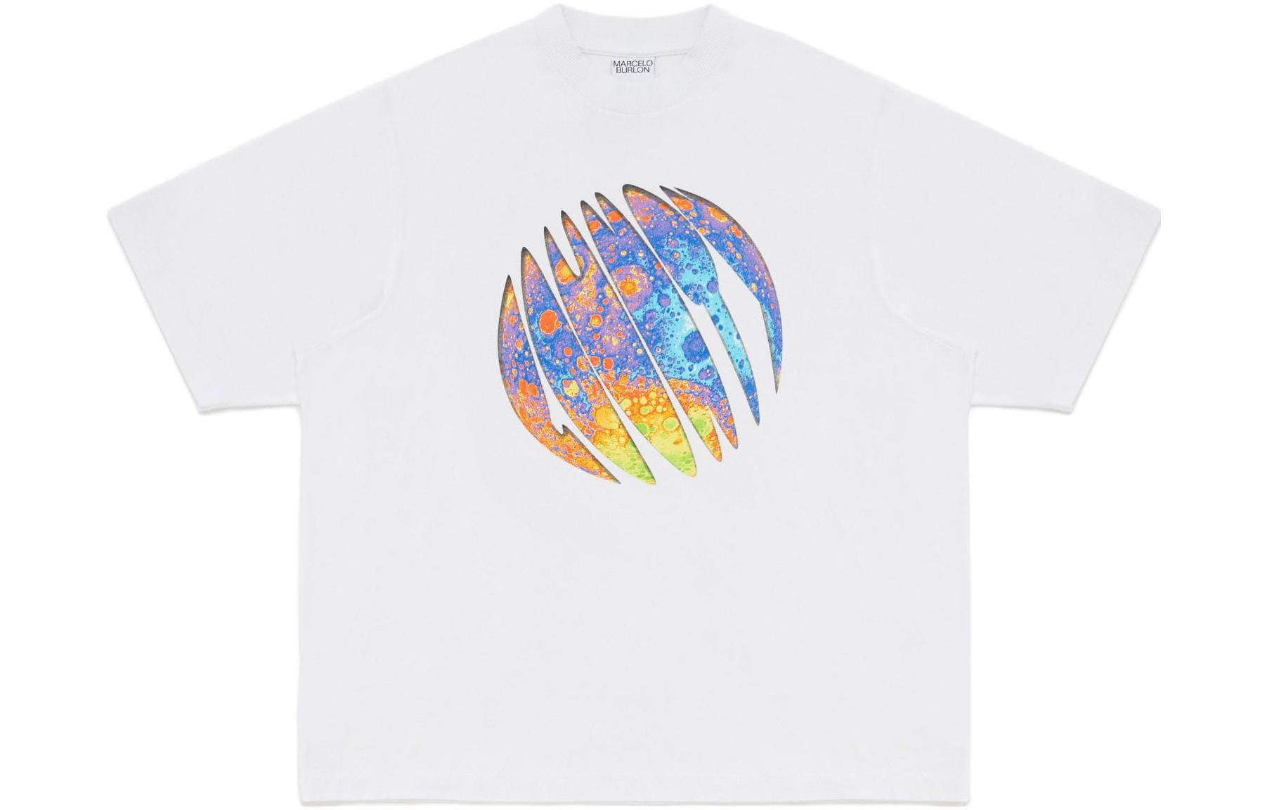 Order Marcelo Burlon FW23 Camiseta Blanca con Estampado Multicolor de Luna. CMAA054F23JER0060140
