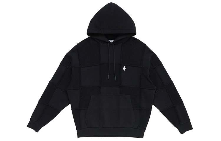 Order マルセロブロン FW23 クロス刺繍 ウォッシュドフーディ メンズ ブラック CMBB107F23FLE0011001