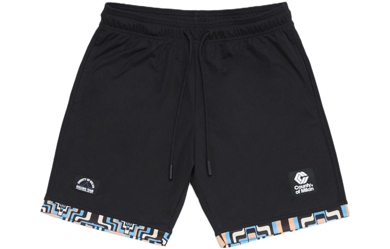 Marcelo Burlon FW23 Cross Logo Print Lace-Up Casual Shorts Men Black. CMVH001F23FAB0011033