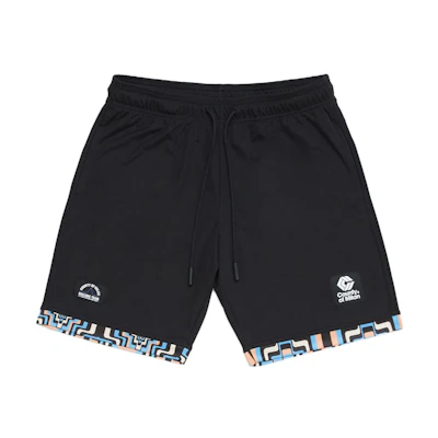 Marcelo Burlon FW23 Cross Logo Print Lace-Up Casual Shorts Men Black. CMVH001F23FAB0011033