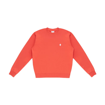 Marcelo Burlon FW23 Cross Logo Ribbed Knit Crewneck Sweater Orange White Men CMBA009F23FLE0042001