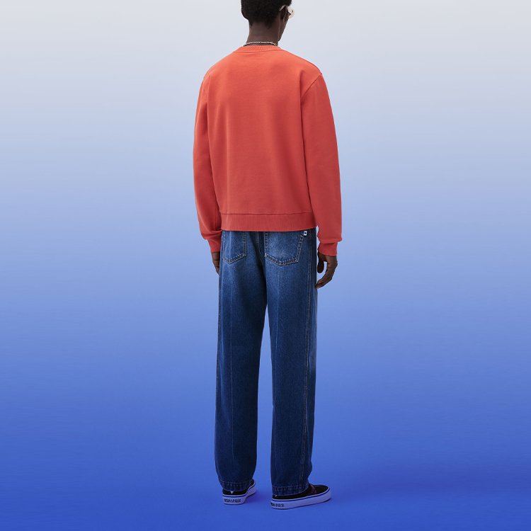 Purchase 마르셀로 불론 FW23 크로스 로고 립 니트 크루넥 스웨터 오렌지 화이트 남성 CMBA009F23FLE0042001