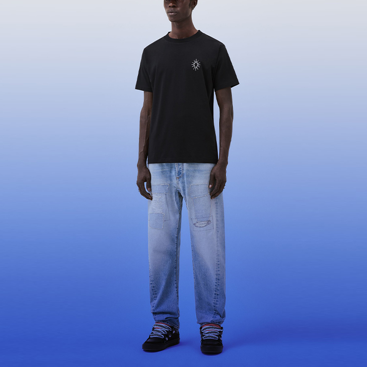 Shop Marcelo Burlon FW23 Eclipse Cruz Logo Camiseta Negra Plateada. CMAA018F23JER0061072