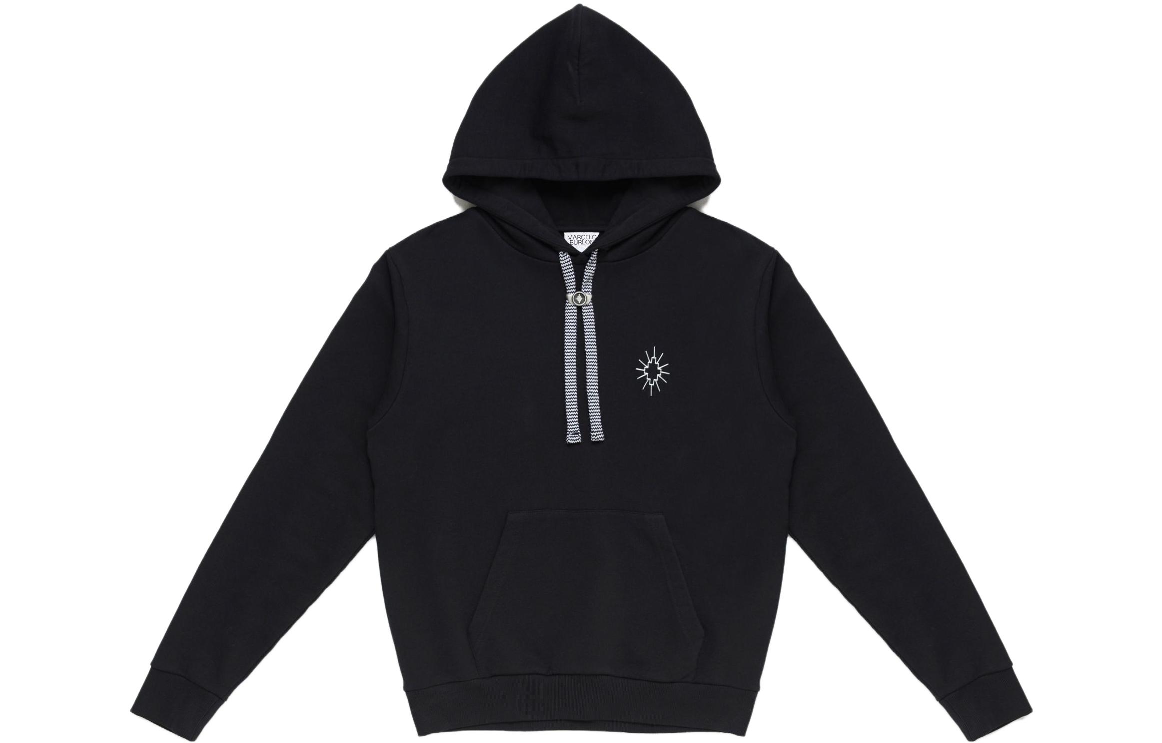 Order Marcelo Burlon FW23 Eclipse Cross Logo Hoodie Hitam/Perak. CMBB007F23FLE0061072