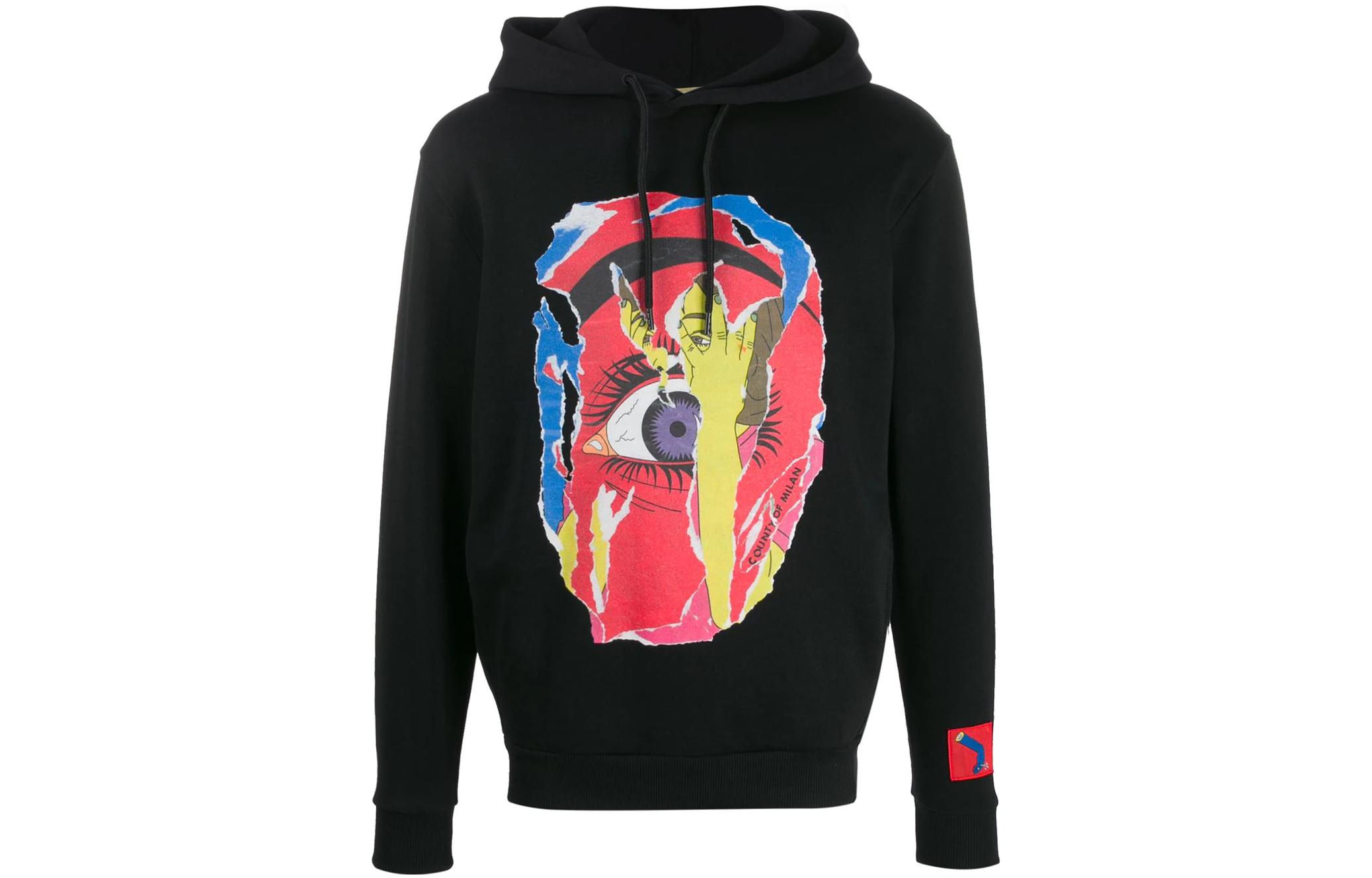 Marcelo Burlon Grey Crewneck Sweatshirt with Chest Graphic Print CMBA049R21FLE0020810