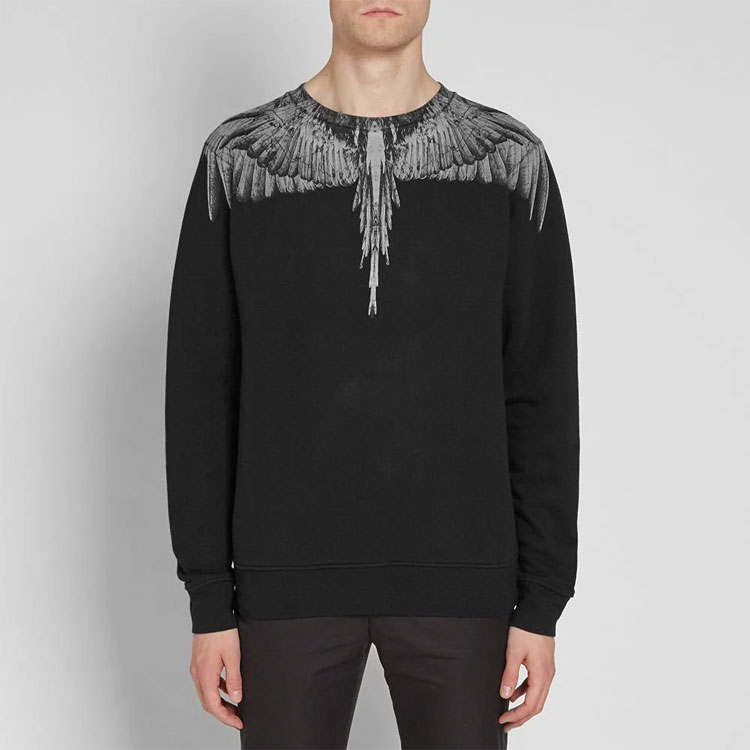 Lookbook Marcelo Burlon Jen Crew Sweat White Wings Crewneck Sweatshirt Hitam Pria CMBA009F175060351088