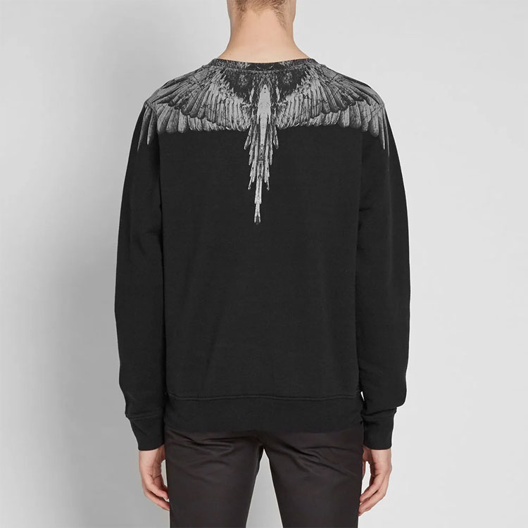 Shop Marcelo Burlon Jen Crew Sweat White Wings Crewneck Sweatshirt Hitam Pria CMBA009F175060351088