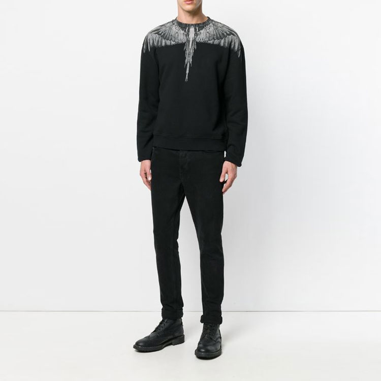 Purchase Marcelo Burlon Jen Crew Sweat White Wings Crewneck Sweatshirt Hitam Pria CMBA009F175060351088