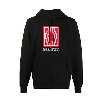 Marcelo Burlon Logo Hoodie Black Pullover Sweatshirt CMBB007E20FLE0121001