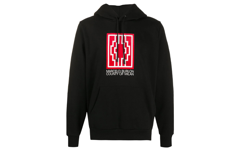 Order Marcelo Burlon 黑色連帽上衣 Logo 長袖帽T 衛衣 CMBB007E20FLE0121001