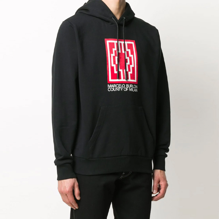 Lookbook Marcelo Burlon 黑色連帽上衣 Logo 長袖帽T 衛衣 CMBB007E20FLE0121001