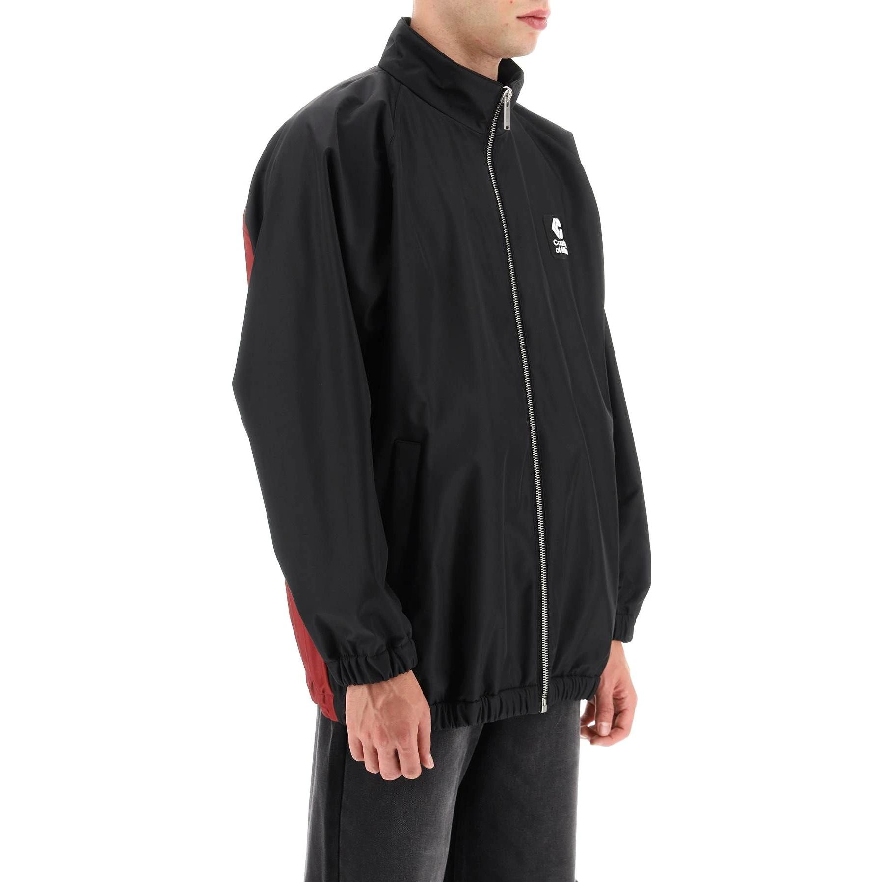 Shop Chaqueta Negra Marcelo Burlon Logo Estampado Cuello Alto Manga Larga CMEB043F22FAB0011028