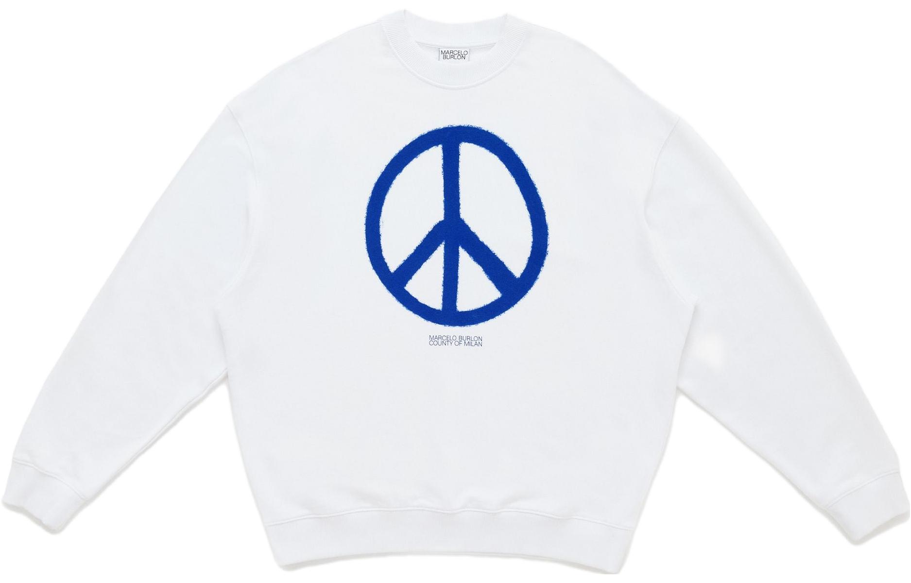 Marcelo Burlon Logo Print White Crewneck Long Sleeve Sweatshirt 19456130432278781000