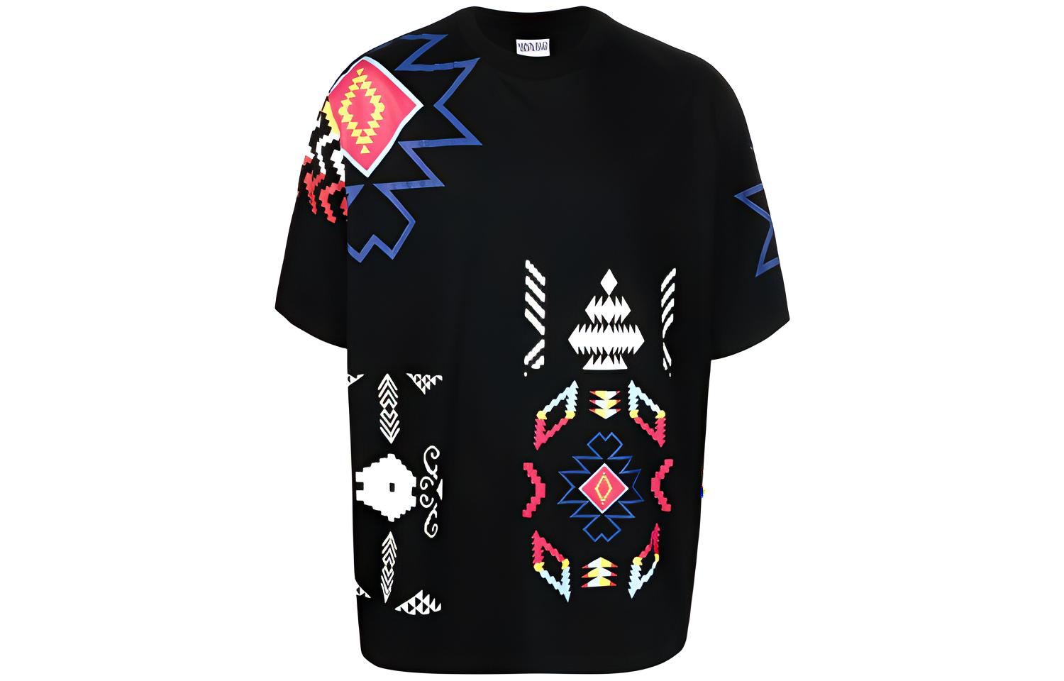Marcelo Burlon SS21  Black Geometric Print Short Sleeve T-Shirt CMAA054S21JER0031084