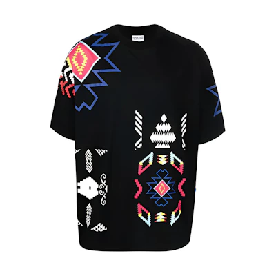 Marcelo Burlon SS21 Black Geometric Print Short Sleeve T-Shirt CMAA054S21JER0031084
