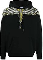 Marcelo Burlon SS21 Black Hoodie with Wing Print on Shoulders CMBB007S21FLE0011009 Marcelo Burlon SS21 Black Hoodie with Wing Print on Shoulders CMBB007S21FLE0011009