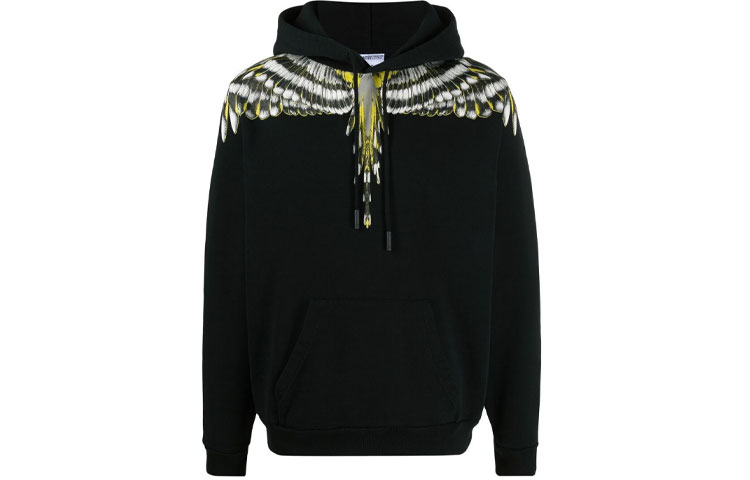 Order Sudadera Negra Marcelo Burlon SS21 con Estampado de Alas en los Hombros CMBB007S21FLE0011009