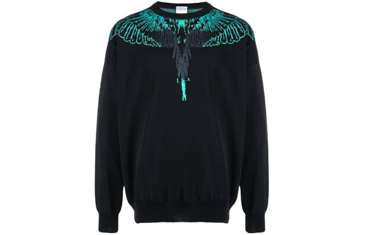 Marcelo Burlon SS21 Embroidered Flying Bird Tassel Shirt Jacket Black Mens CMEM004S21FAB0011040