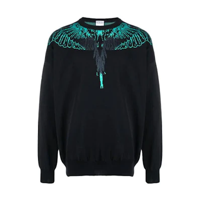 Marcelo Burlon SS21 Embroidered Flying Bird Tassel Shirt Jacket Black Mens CMEM004S21FAB0011040