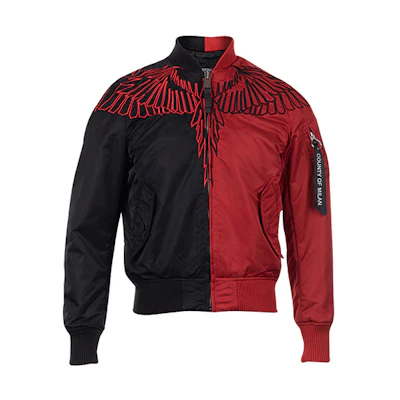 Marcelo Burlon SS21 Embroidered Wings Slim Jacket Men’s Black Green CMEA016E180230704041