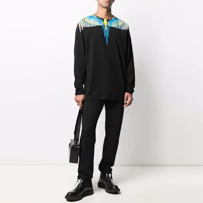 マルセロバーロン SS21 フェザーグラフィック ブラック 長袖Tシャツ メンズ CMAB007S21JER0011045 Lookbook マルセロバーロン SS21 フェザーグラフィック ブラック 長袖Tシャツ メンズ CMAB007S21JER0011045