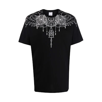 Marcelo Burlon SS21 Geometric Pattern Crewneck T-Shirt Black CMAA018F21JER0061001