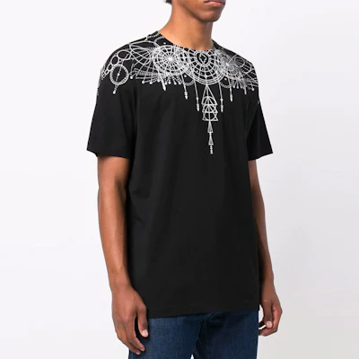 Camiseta Negra Marcelo Burlon SS21 con Patrón Geométrico Crewneck CMAA018F21JER0061001 Shop Camiseta Negra Marcelo Burlon SS21 con Patrón Geométrico Crewneck CMAA018F21JER0061001