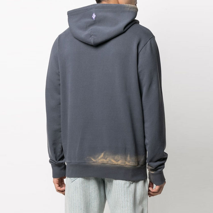 Shop Marcelo Burlon SS21 Logo Print Bleached Hoodie Lelaki Kelabu. CMBB007R21FLE0054935