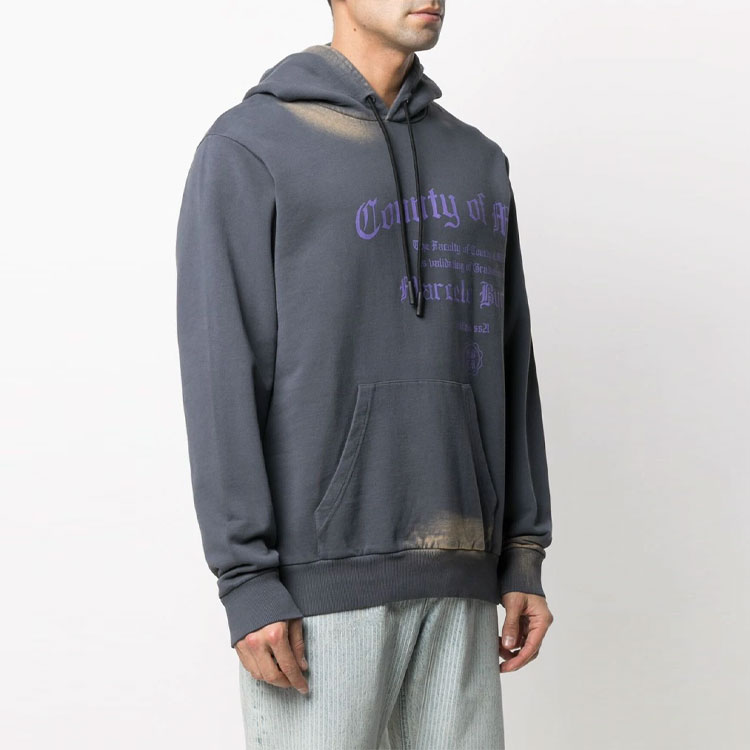 Purchase Marcelo Burlon SS21 Logo Print Bleached Hoodie Lelaki Kelabu. CMBB007R21FLE0054935